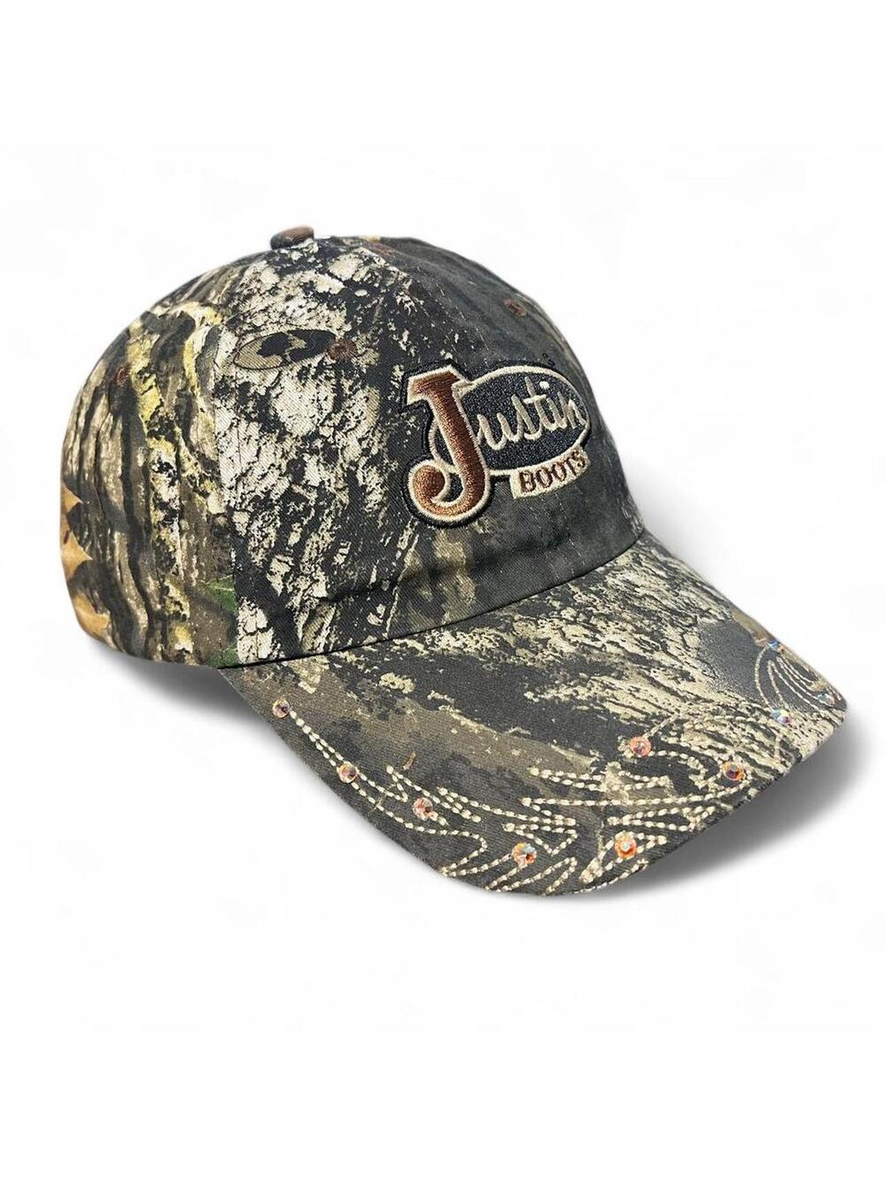 Vintage Justin Boots RealTree Camo Rhinestone Y2k Hat
